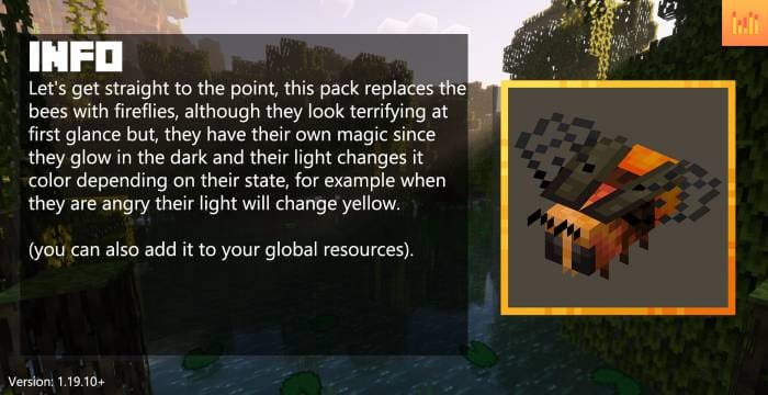 Скачать текстуры на замену пчел на светлячков для Minecraft PE Бесплатно