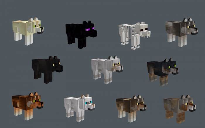 Скачать текстуры на разных волков для Minecraft PE Бесплатно