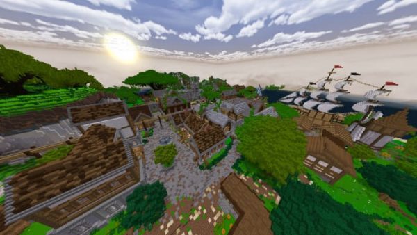 Скачать карту на средневековое поселение на Minecraft PE Бесплатно