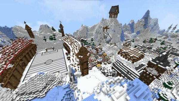 Скачать карту на снежное поселение на Minecraft PE Бесплатно
