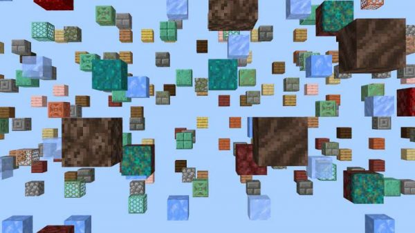 Смесь разных блоков на карте паркура