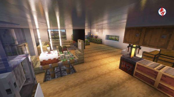 Кухонная зона светлого дома