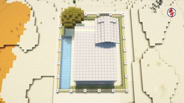 Вид на светлый домик сверху