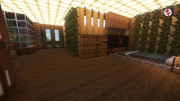 Сундуки посреди комнаты в Майнкрафт ПЕ