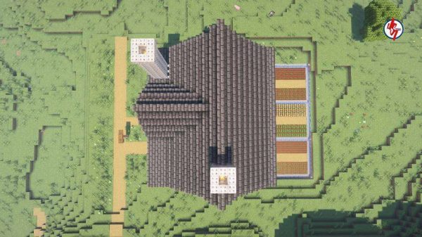 Вид на крышку домика и на территорию вокруг