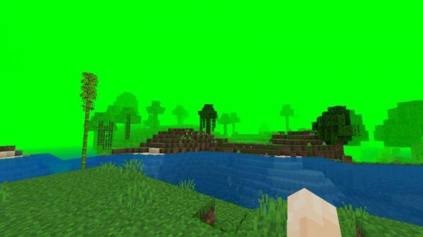 Игровой мир с зеленым туманом перед игроком