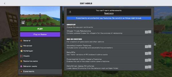 Как включаются экспериментальные настройки